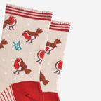 Women's Bamboo Socks - Christmas Robin