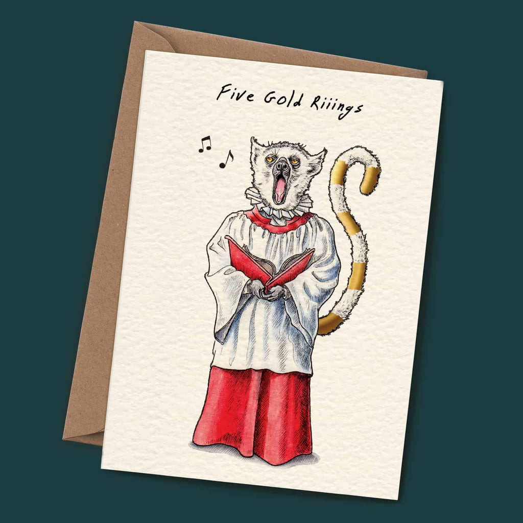 Five Gold Rings Christmas Card