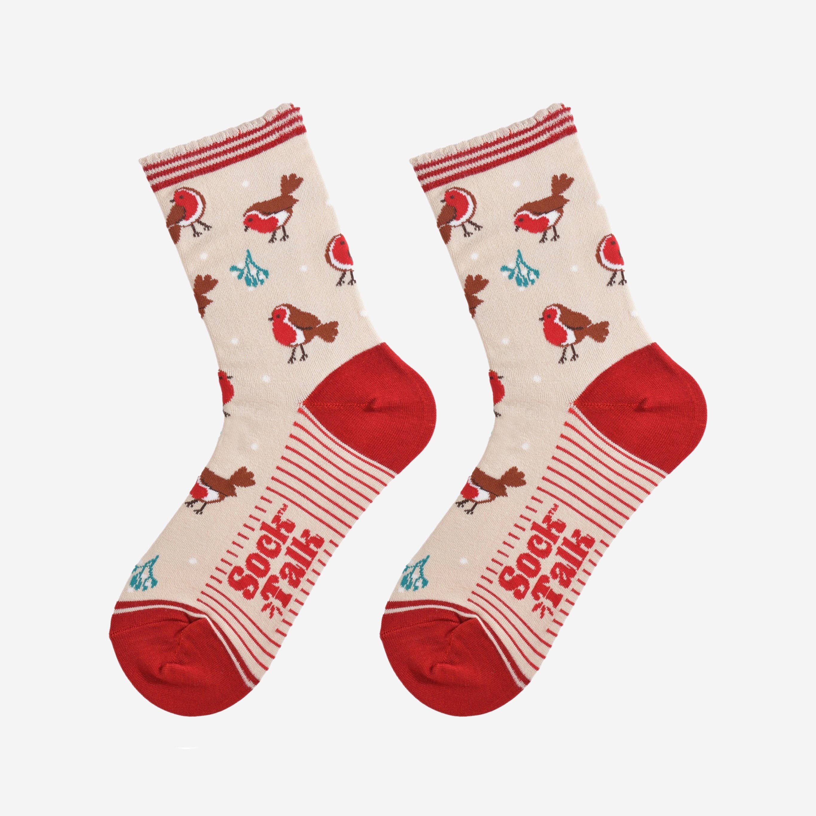 Women's Bamboo Socks - Christmas Robin