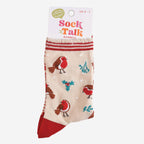 Women's Bamboo Socks - Christmas Robin