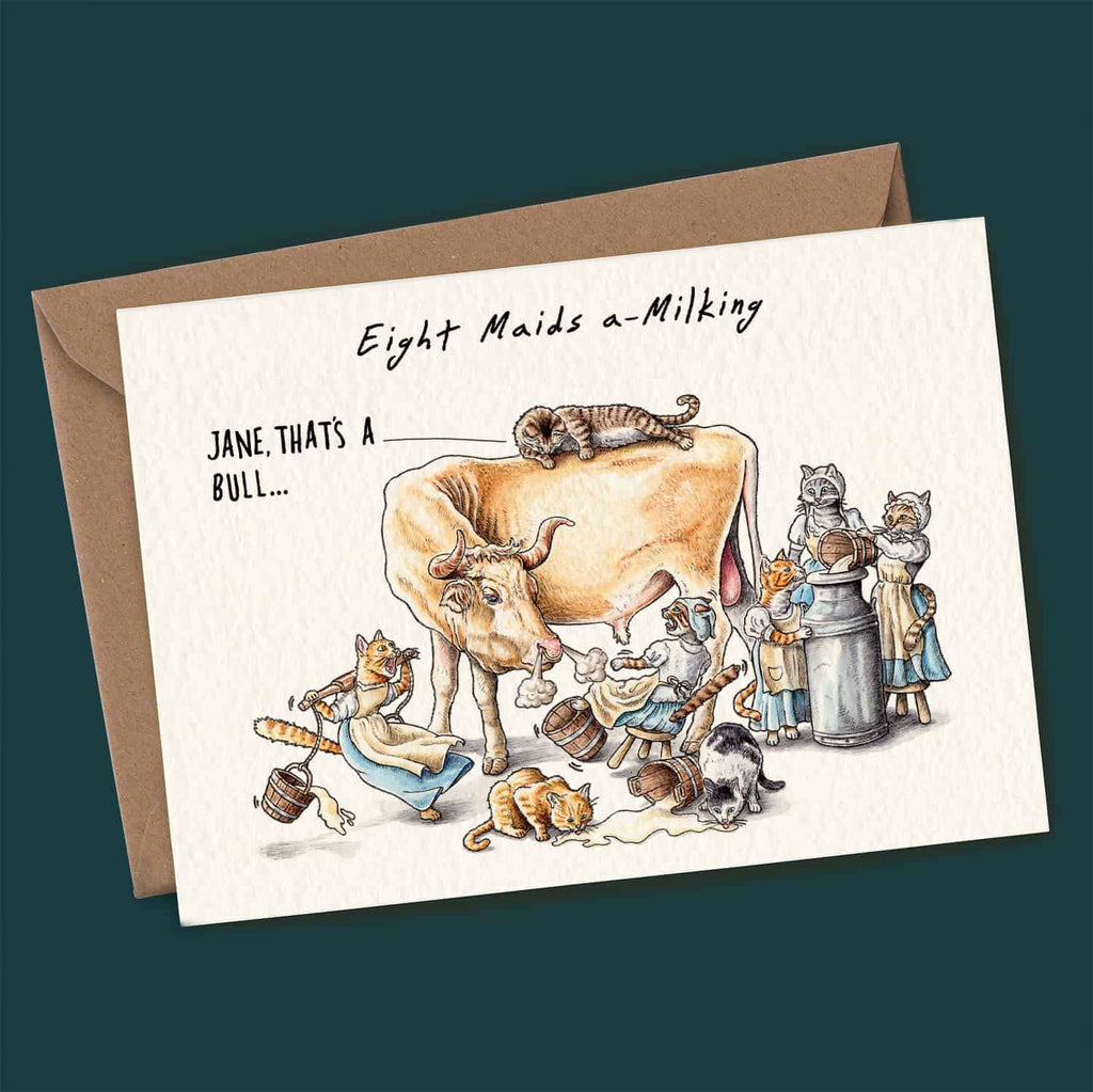 Eight Maids a-Milking Christmas Card