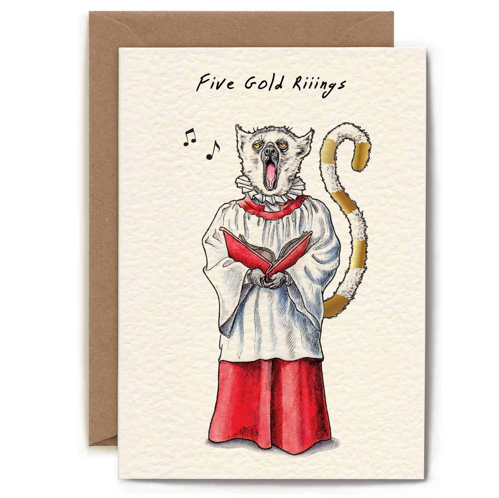Five Gold Rings Christmas Card
