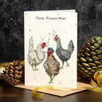 Three French Hens Christmas Card