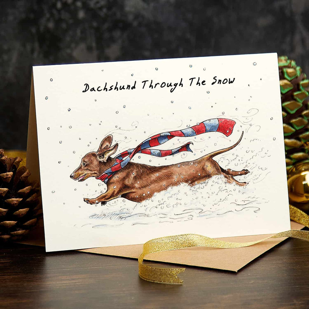 Dachshund Through The Snow Christmas Card