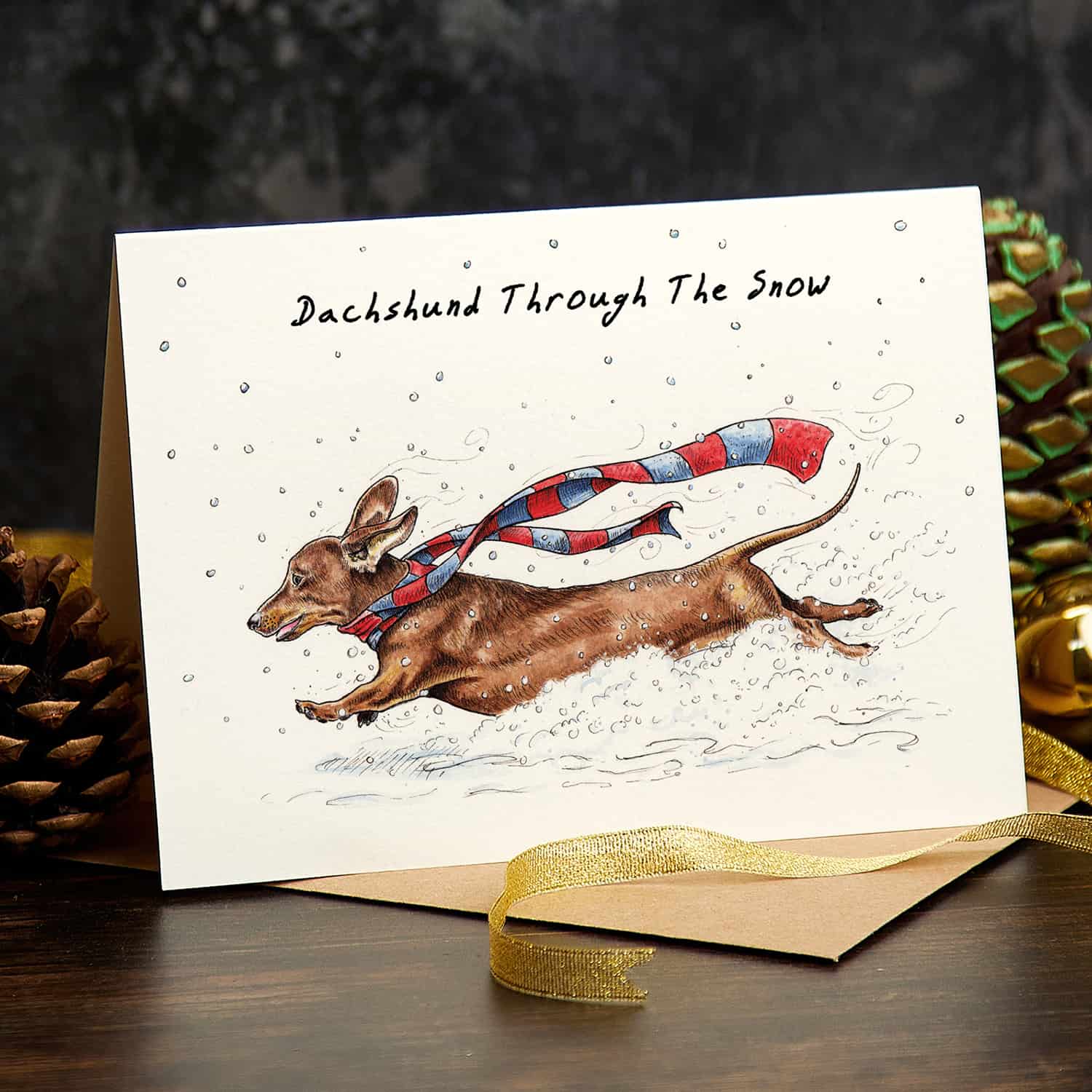 Dachshund Through The Snow Christmas Card