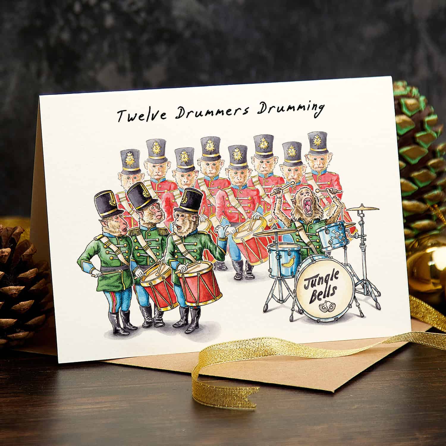 Twelve Drummers Drumming Christmas Card