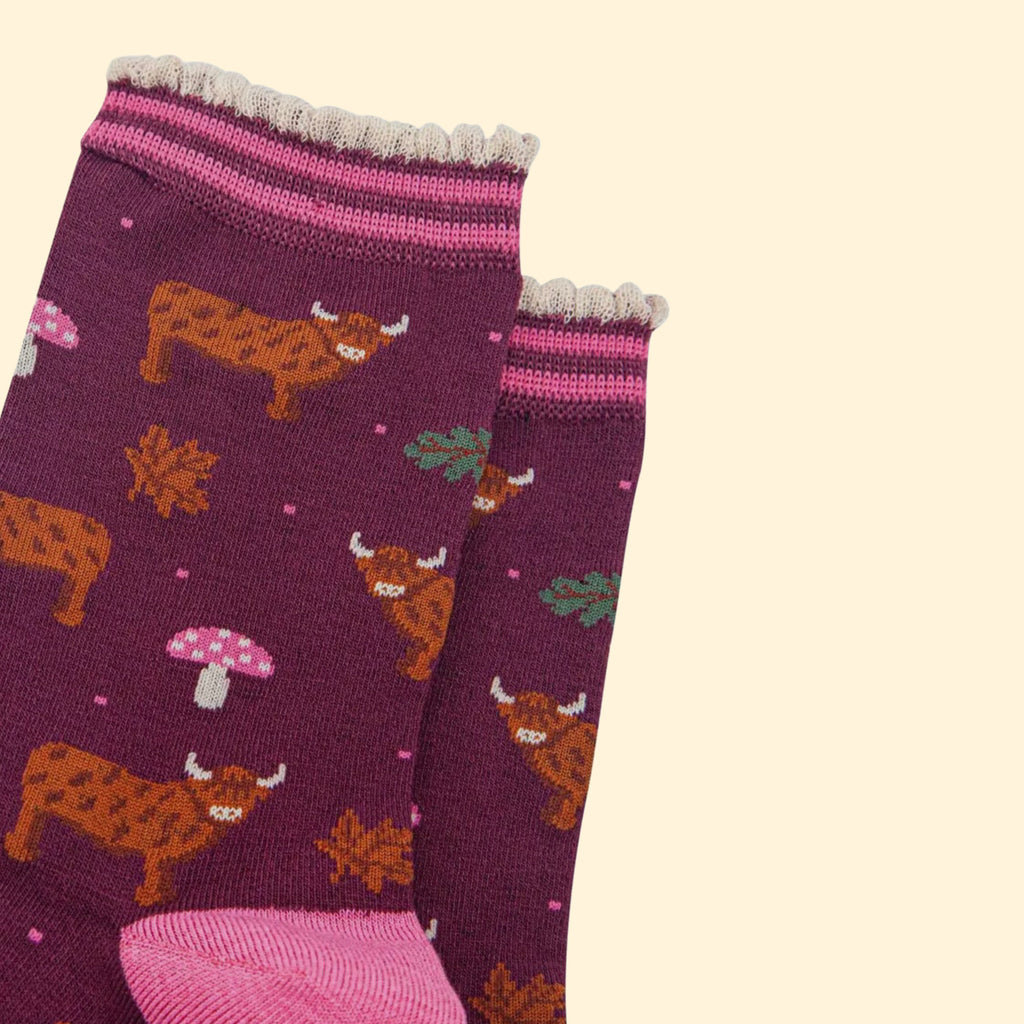 Women's Bamboo Socks - Highland Cow