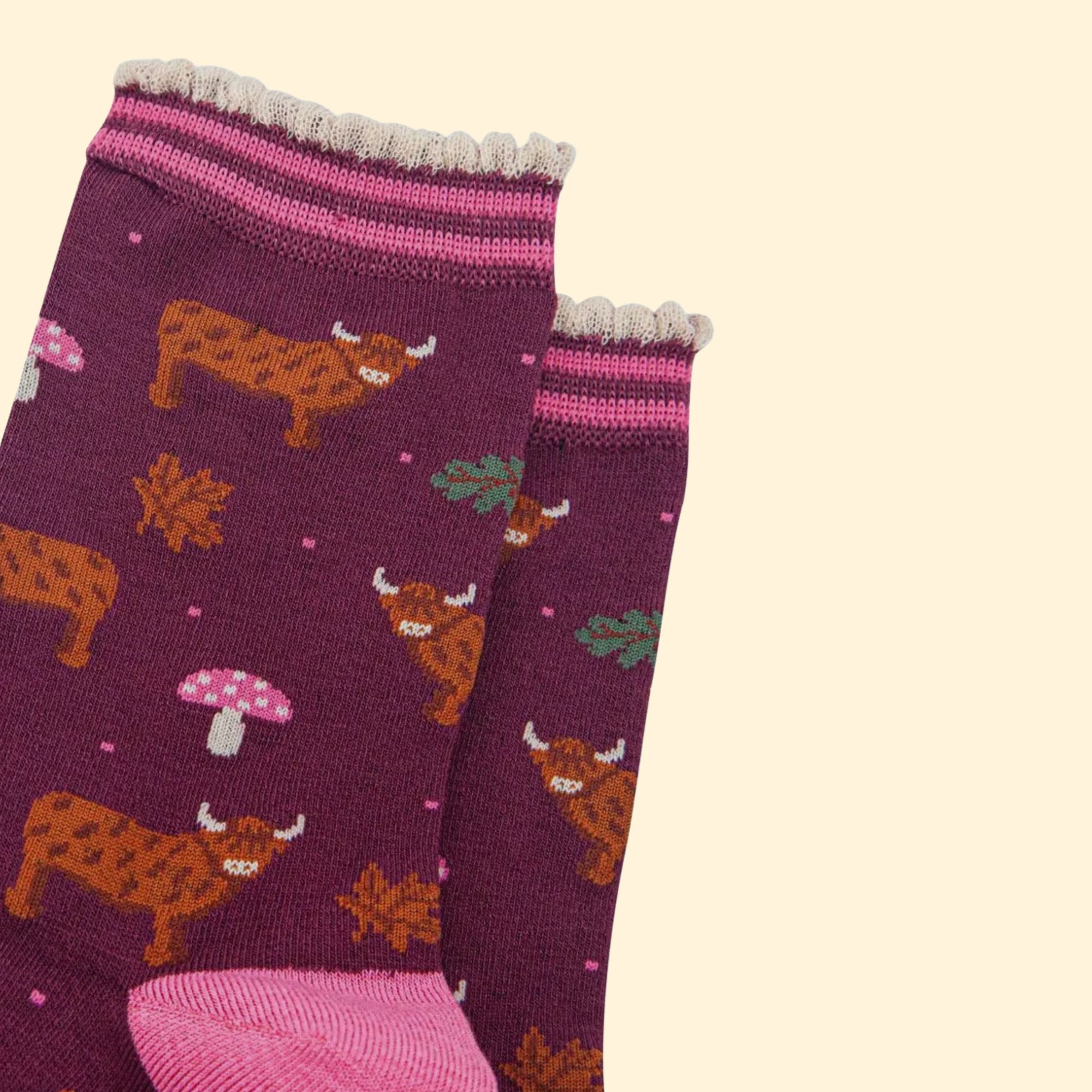 Women's Bamboo Socks - Highland Cow