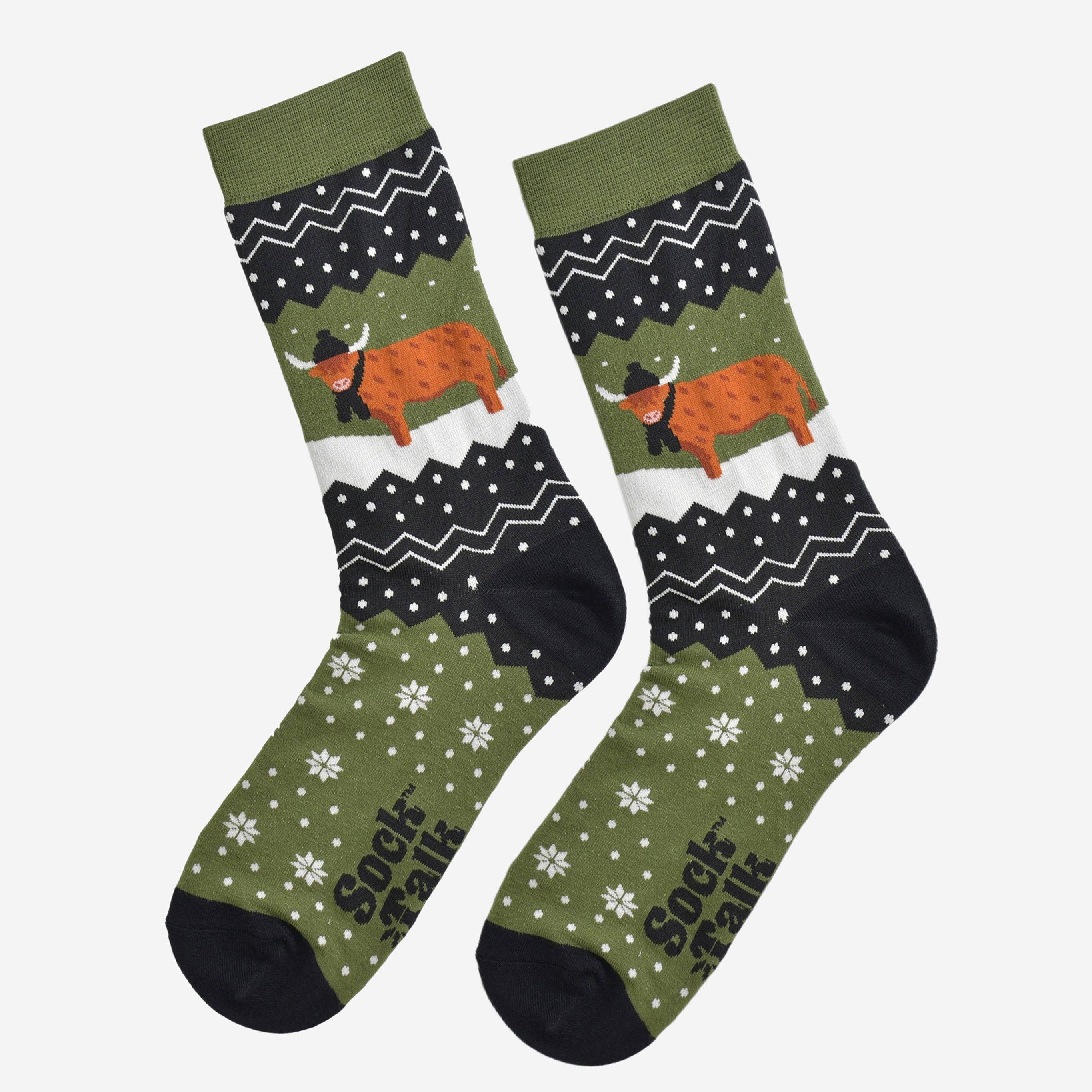 Men's Bamboo Socks - Winter Highland Cow