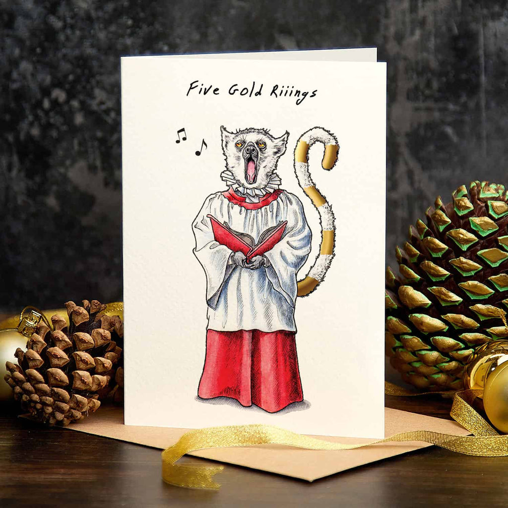 Five Gold Rings Christmas Card