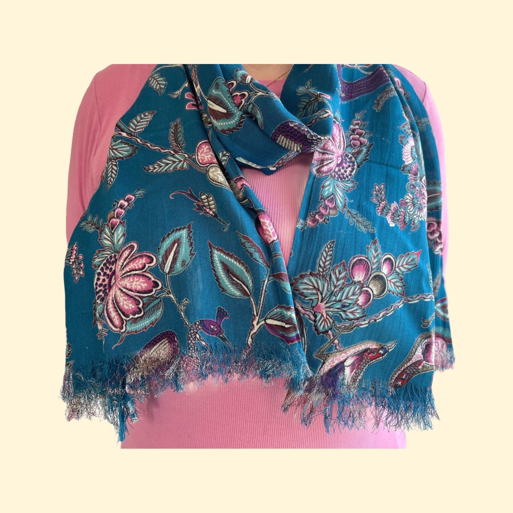 Earth Squared Botanical Scarf - Teal