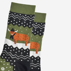 Men's Bamboo Socks - Winter Highland Cow