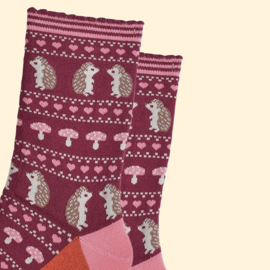 Women's Bamboo Socks - Hedgehog Fair Isle