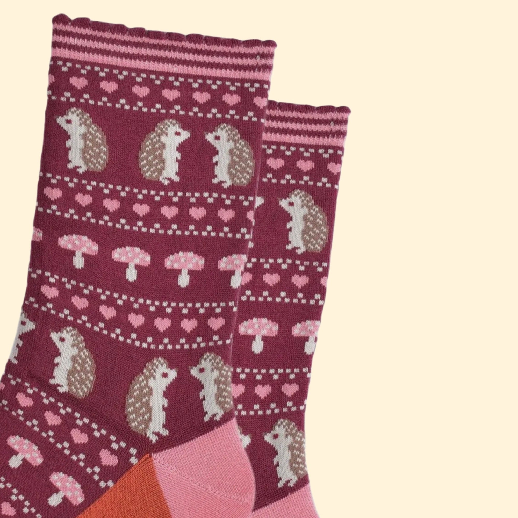 Women's Bamboo Socks - Hedgehog Fair Isle