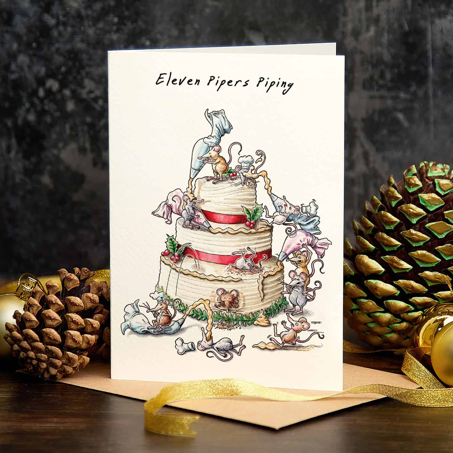 Eleven Pipers Piping Christmas Card
