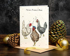 Three French Hens Christmas Card