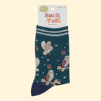 Women's Bamboo Socks - Barn Owls (Forest Green)