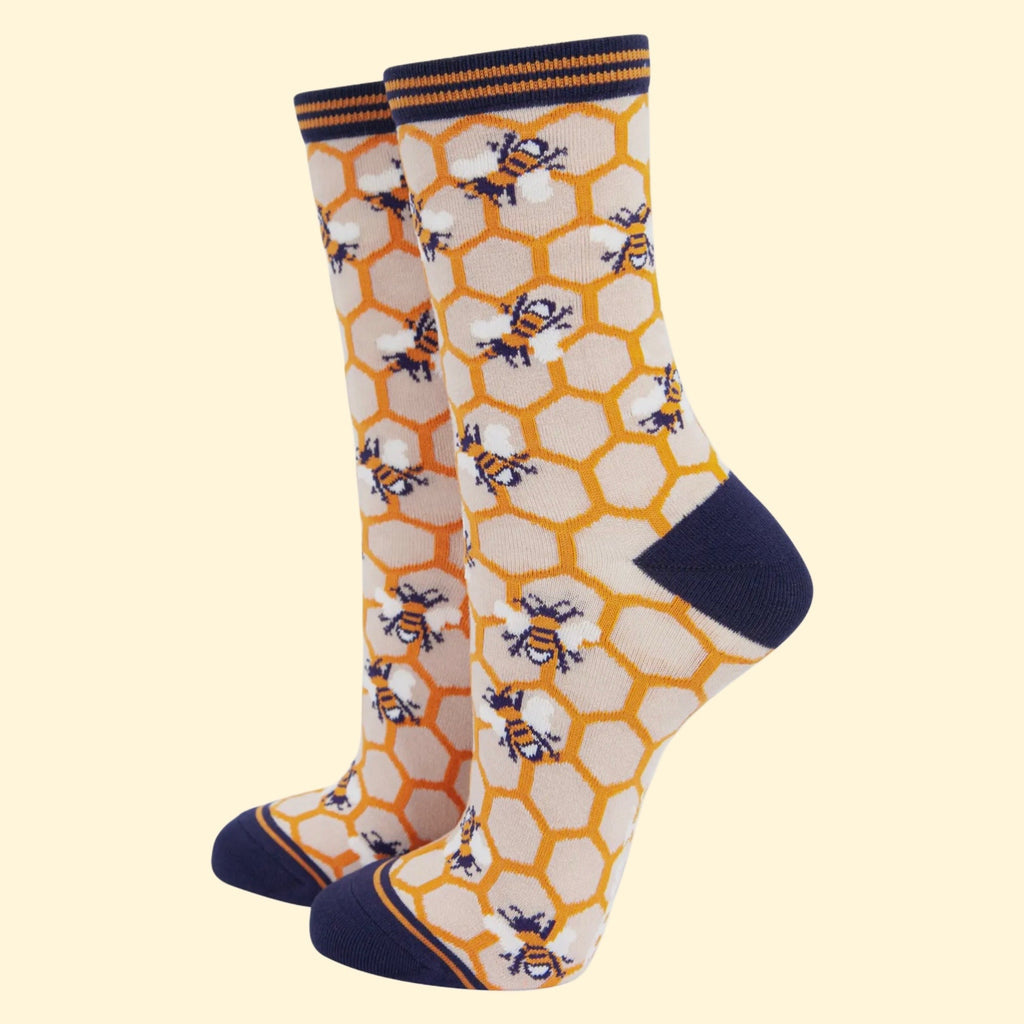 Women's Bamboo Socks - Honeycomb & Bee