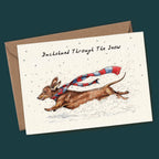 Dachshund Through The Snow Christmas Card
