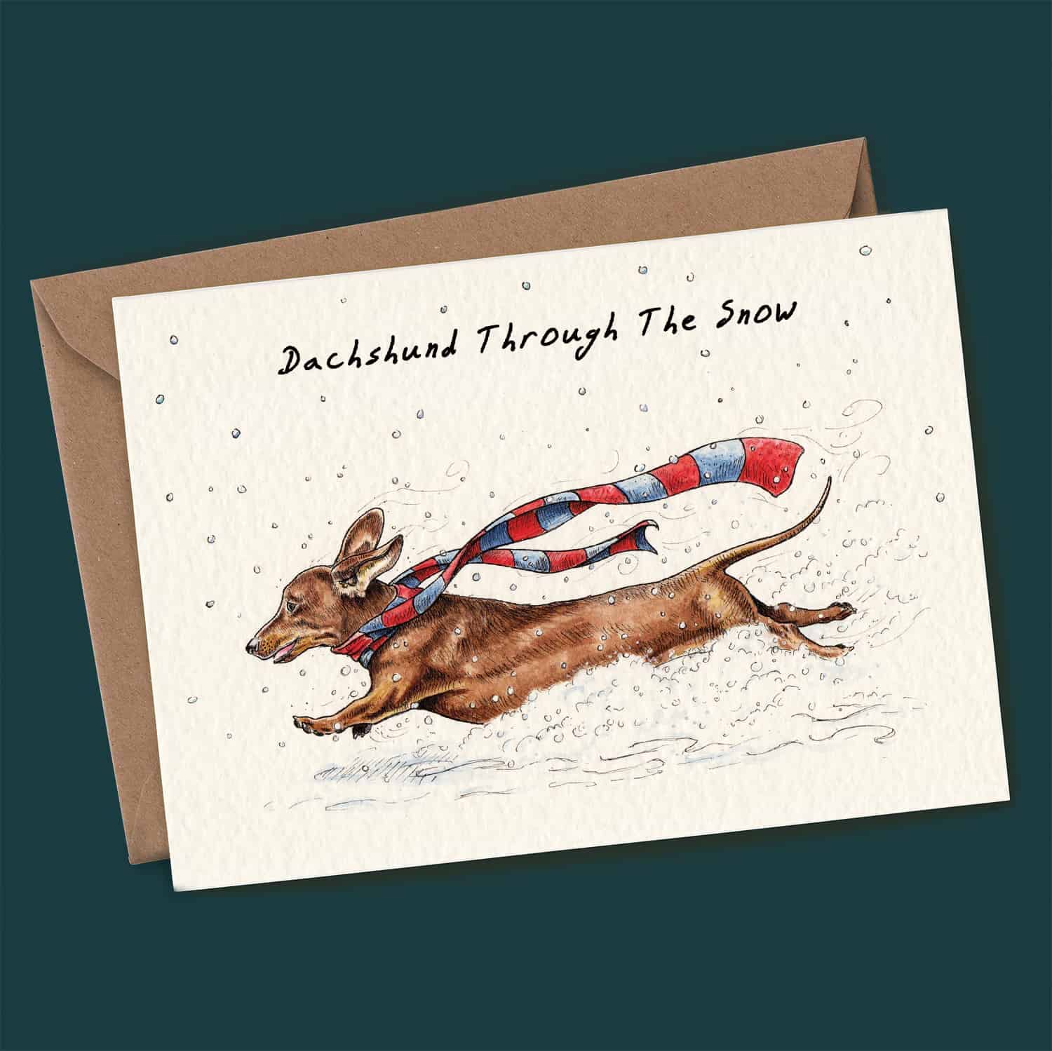 Dachshund Through The Snow Christmas Card
