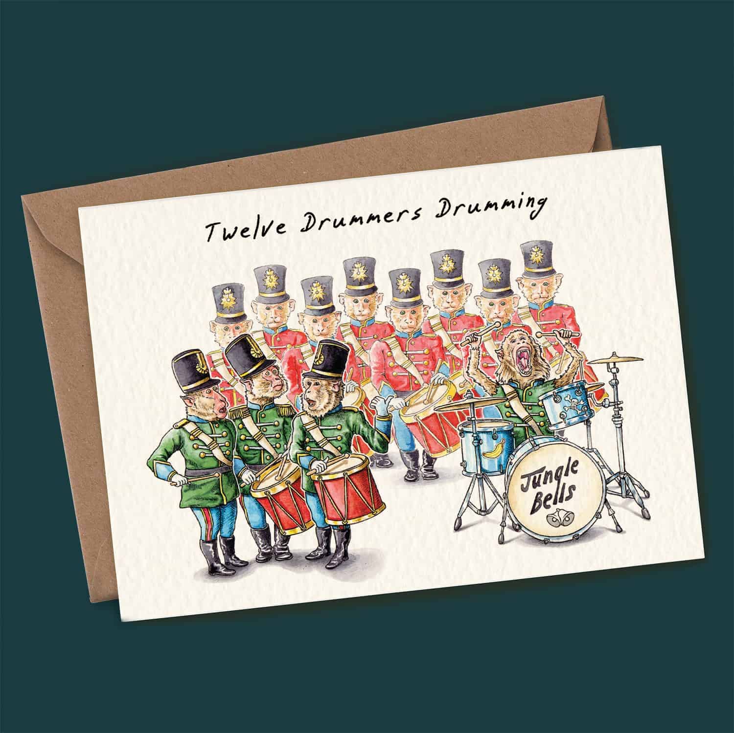Twelve Drummers Drumming Christmas Card