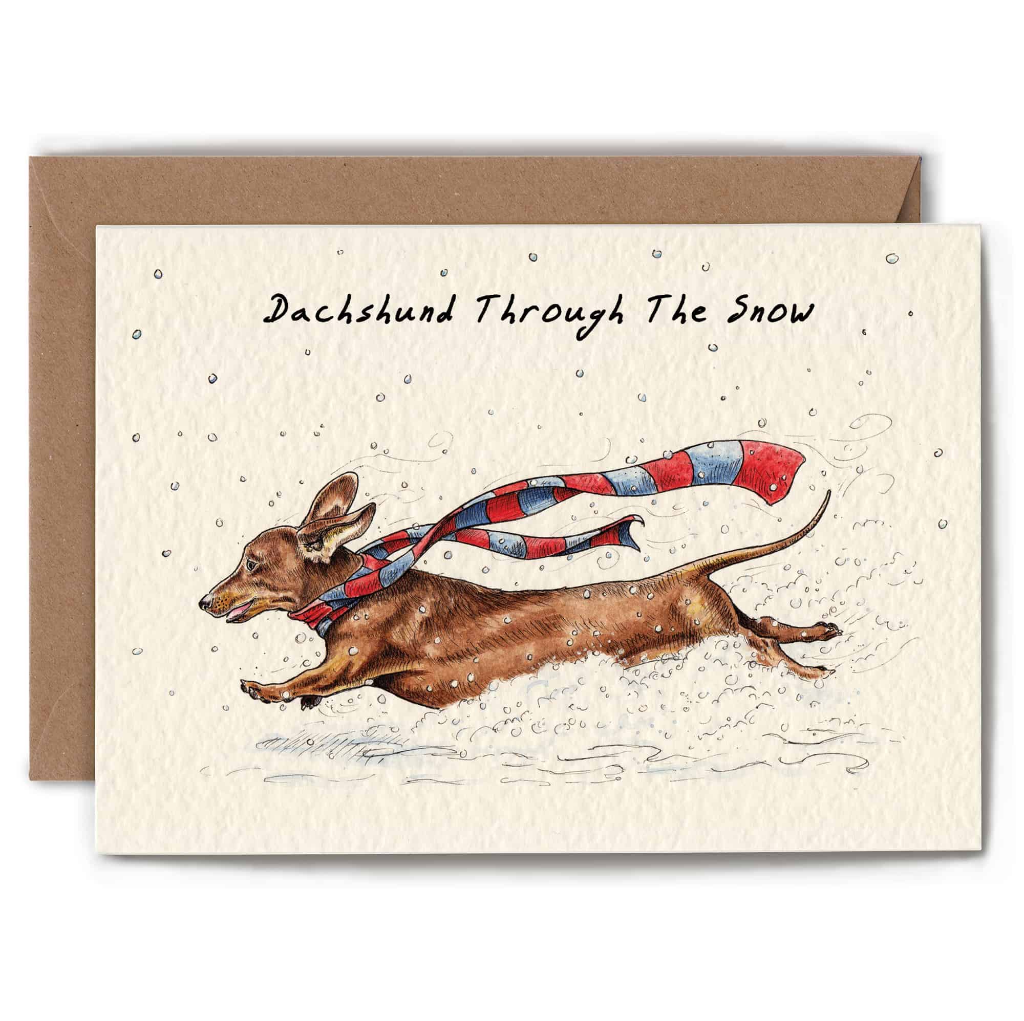 Dachshund Through The Snow Christmas Card