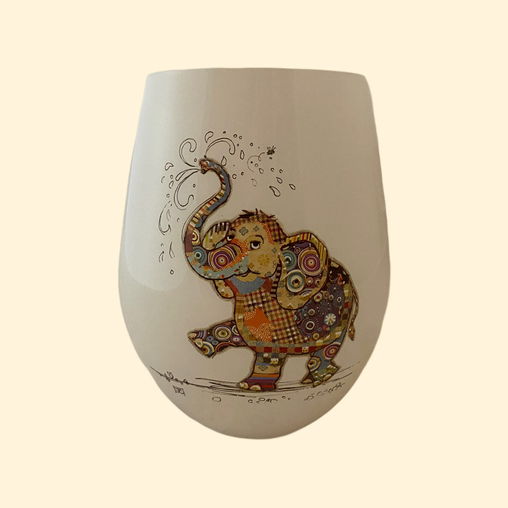 Eddie Elephant Stemless Wine Glass