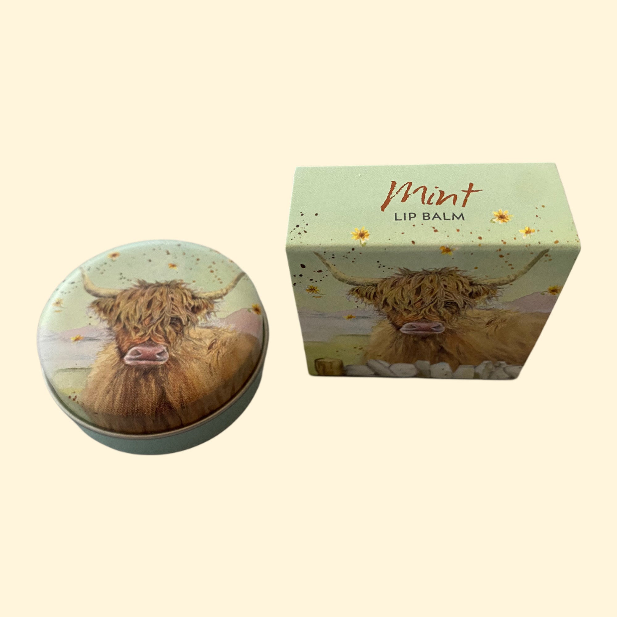 Highland Cow Lip Balm Tin - Mint
