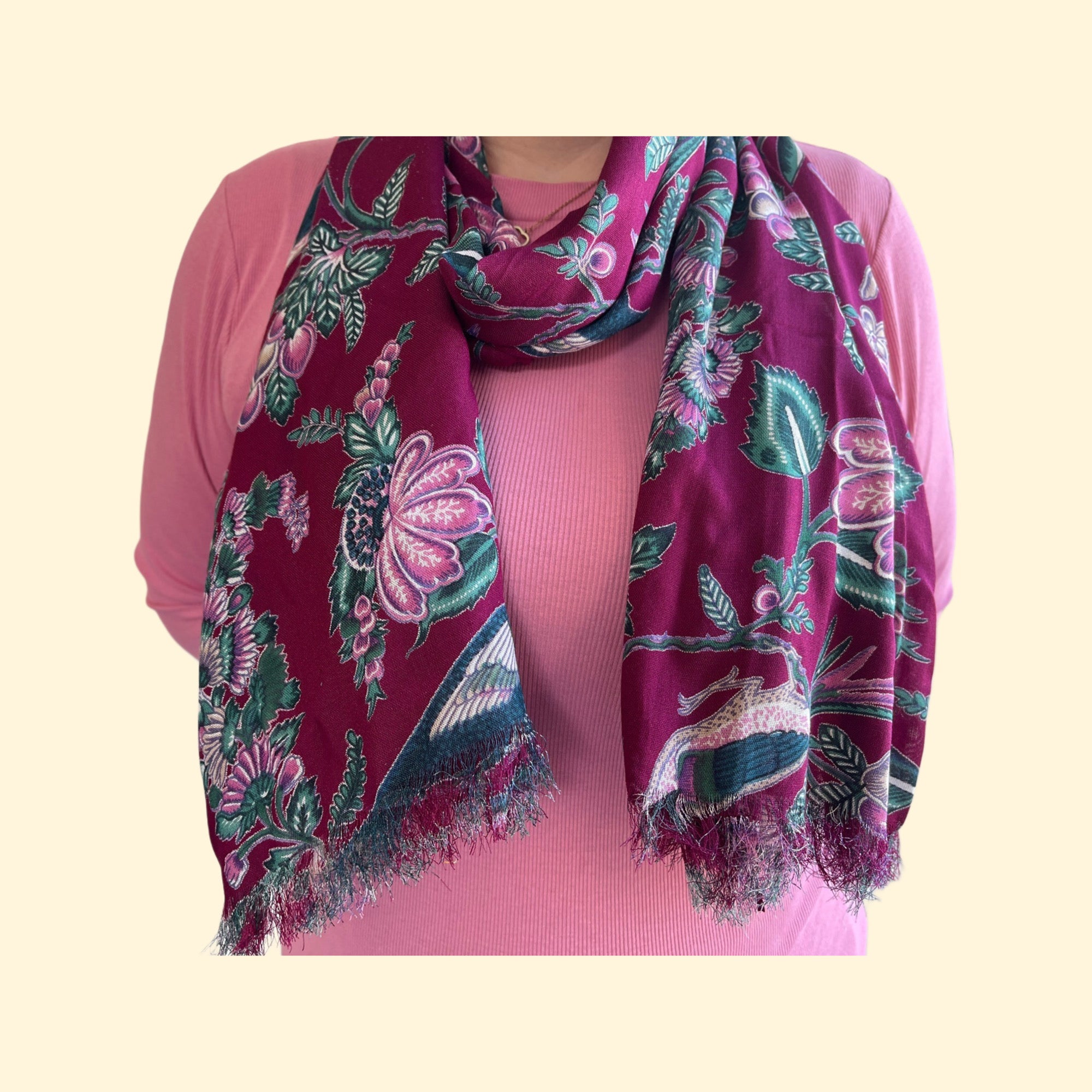 Earth Squared Botanical Scarf - Plum
