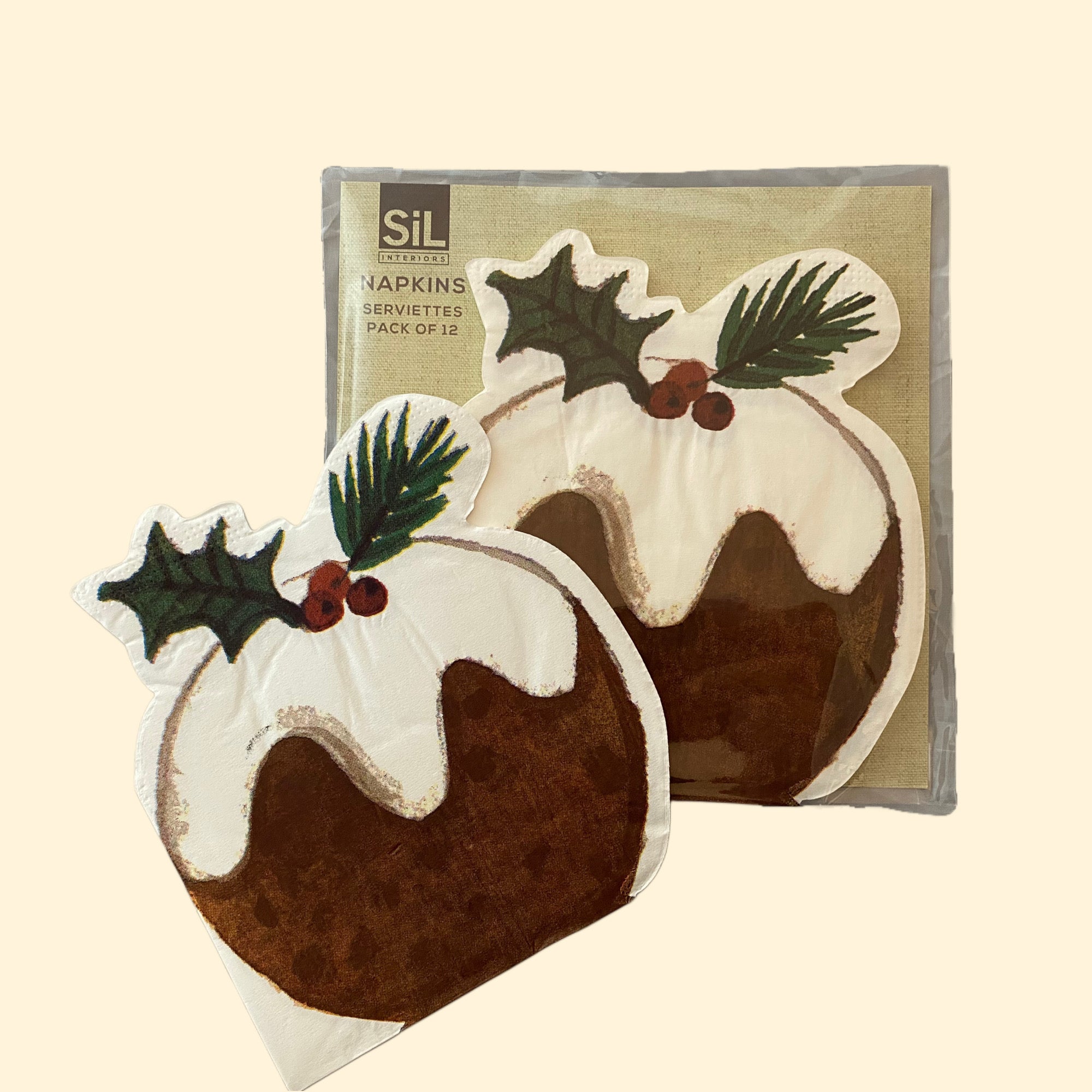 Christmas Pudding Napkins (Pack of 12)