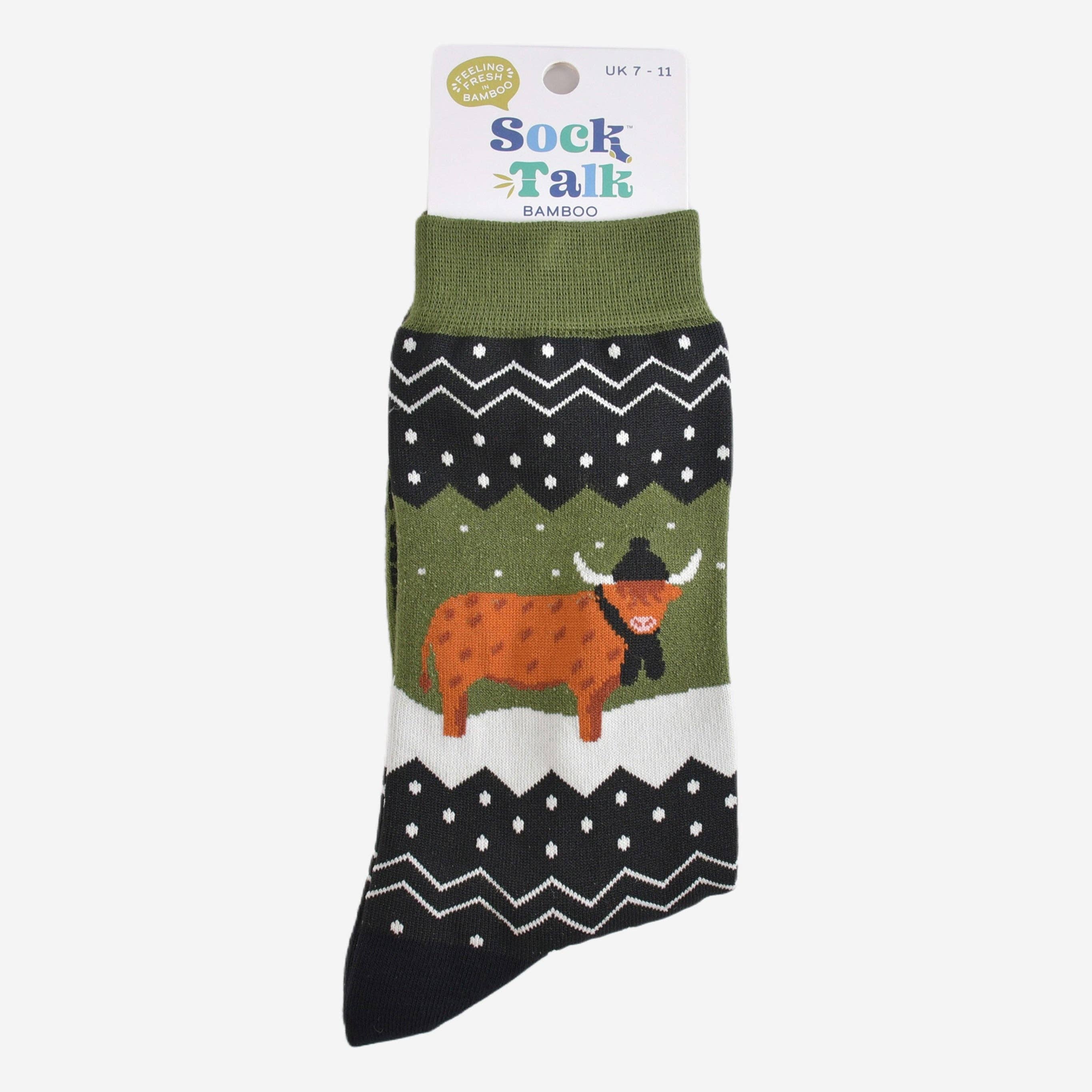 Men's Bamboo Socks - Winter Highland Cow