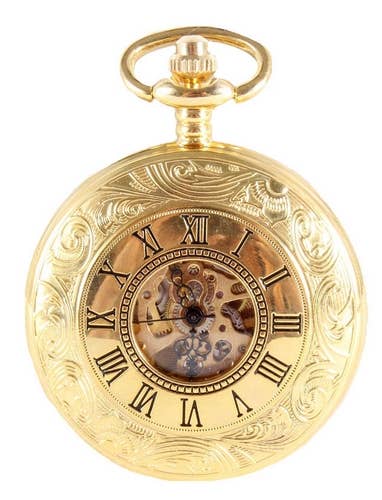 Gold Half Hunter Mechanical Pocket Watch