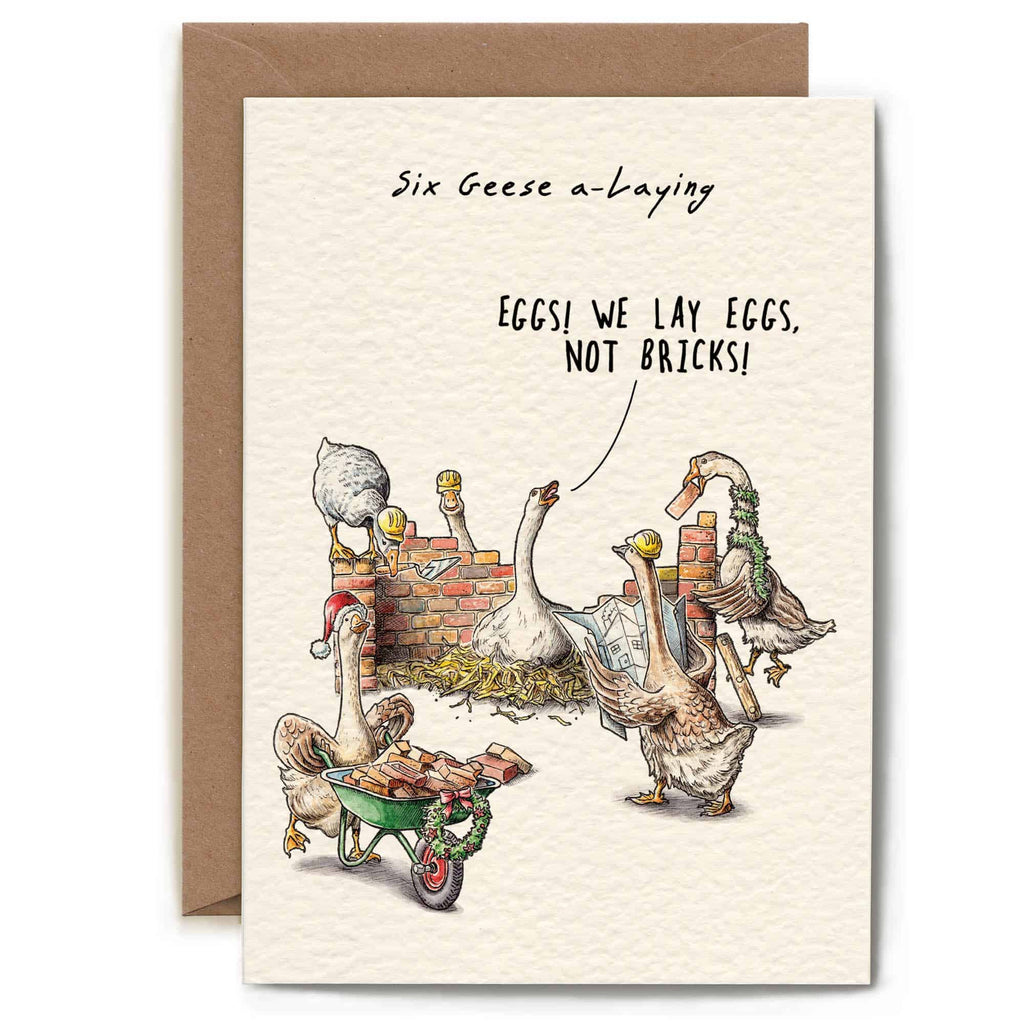 Six Geese a-Laying Christmas Card