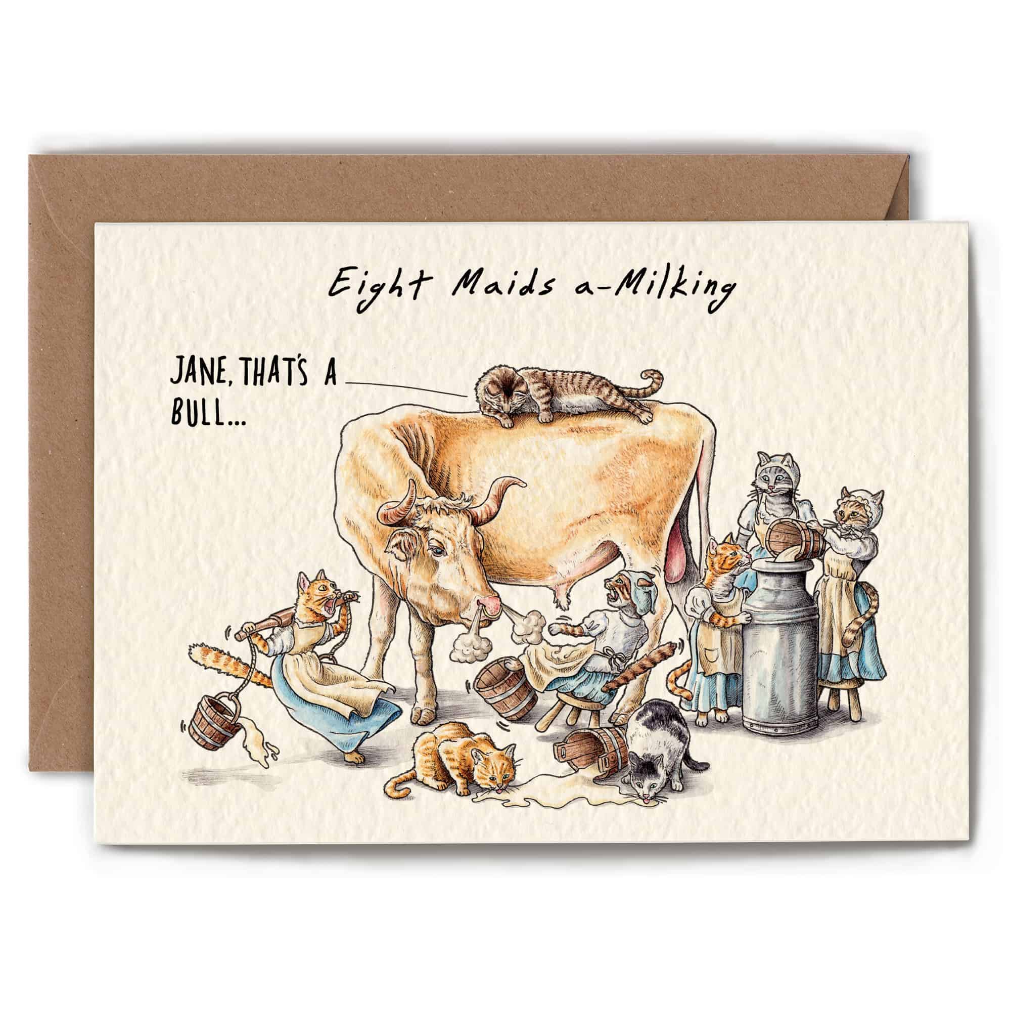 Eight Maids a-Milking Christmas Card