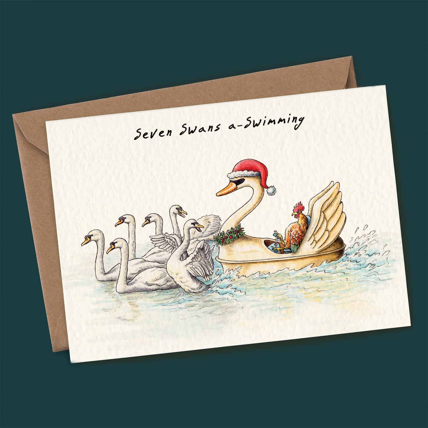 Seven Swans a-Swimming Christmas Card